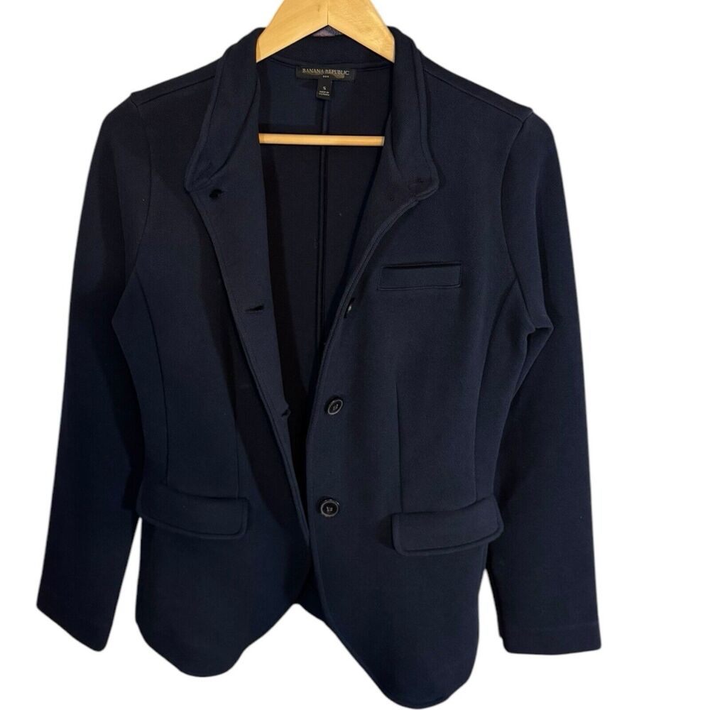 Banana Republic Women’s Knit Pique Sweater Blazer Small Navy Button Classic